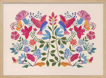 Bohemian Floral Birds | Poster - Wood Frame Interior