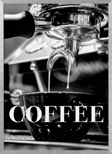 Fresh Espresso Pour | Poster - Silver Frame Interior