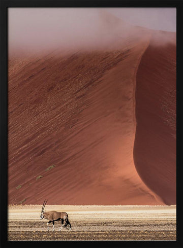 Misty Red Desert Oryx | Poster - Black Metal Frame Interior