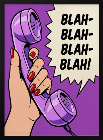 Blah Blah Retro Phone | Poster - Black Metal Frame Interior