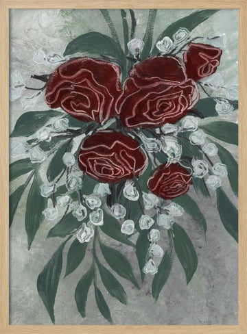 Romantic Red Roses | Poster - Wood Frame Interior
