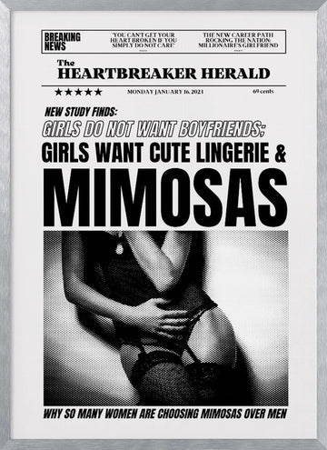 Girls Lingerie Mimosas News | Poster - Silver Frame Interior