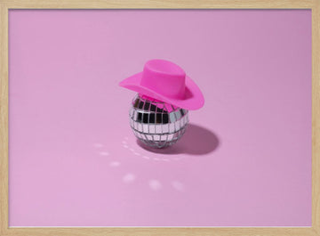 Pink Disco Hat | Poster - Wood Frame Interior