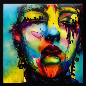 Vibrant Abstract Portrait | Poster - Black Metal Frame Interior