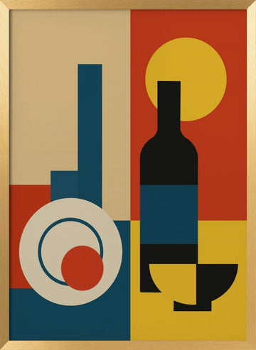 Bold Geometric Dining | Poster - Gold Frame Interior
