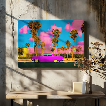 Tropical Pink Car | Canvas - Room Interior 2