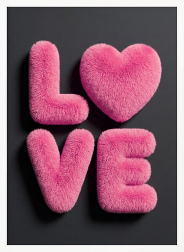 Pink Fluffy Love | Poster - White Frame Interior