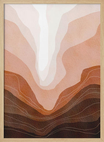 Earthy Mountain Layers | Poster - Wood Frame Interior