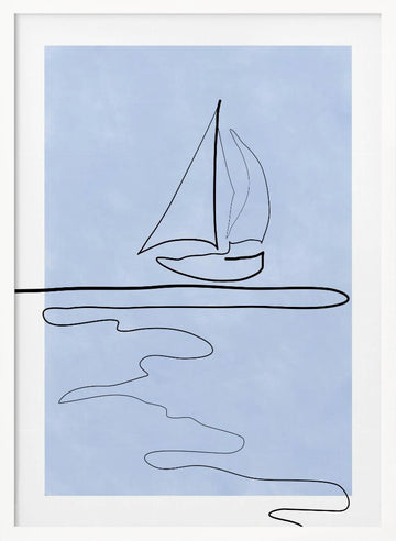 Serene Sailboat Horizon | Poster - White Frame Interior