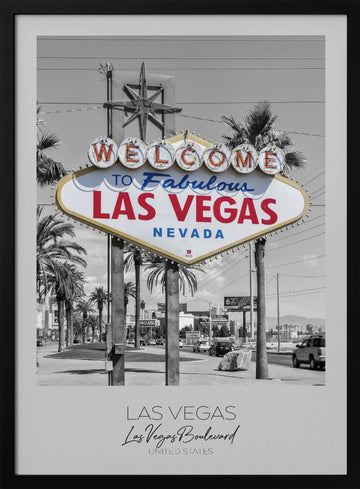 Fabulous Las Vegas Welcome | Poster - Black Metal Frame Interior
