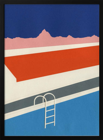 Colorful Poolside Abstract | Poster - Black Metal Frame Interior
