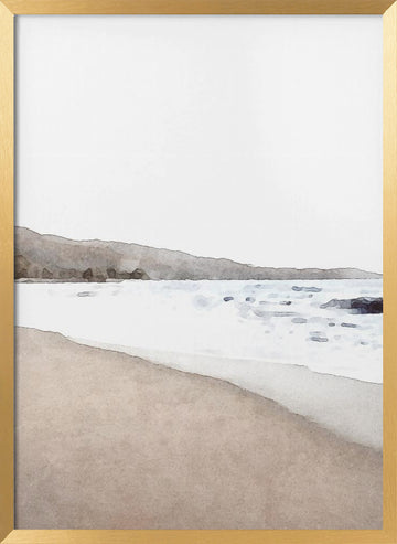 Serene Beach Landscape | Poster - Gold Frame Interior