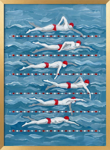 Swimmers In Motion | Poster - Gold Frame Interior