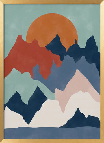 Colorful Mountain Sunset | Poster - Gold Frame Interior