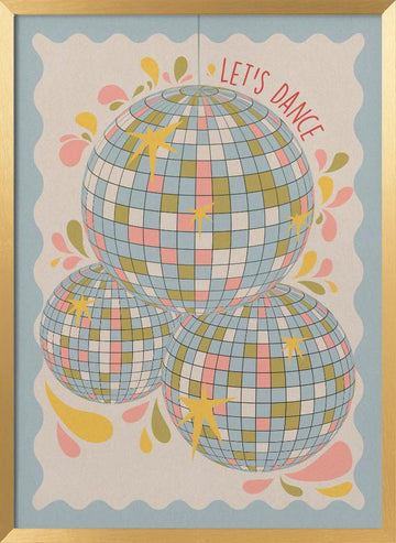 Lets Dance Retro Disco | Poster - Gold Frame Interior