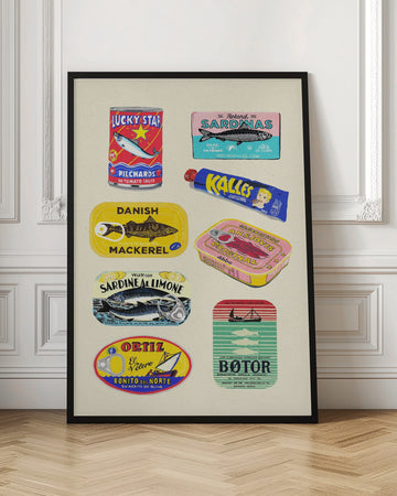 Vintage Seafood Cans | Poster - Room Interior 1