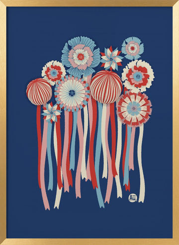 Patriotic Rosette Ribbons | Poster - Gold Frame Interior