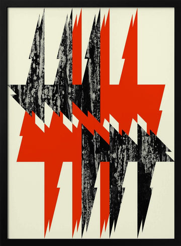 Bold Jagged Lightning | Poster - Black Metal Frame Interior