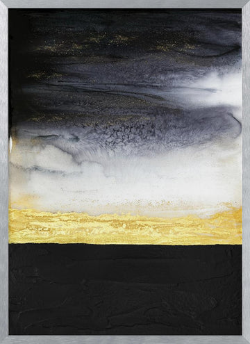 Black Gold Abstract Flow | Poster - Silver Frame Interior