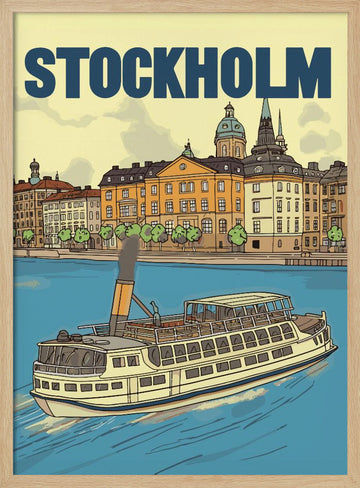 Stockholm Steamboat Journey | Poster - Wood Frame Interior