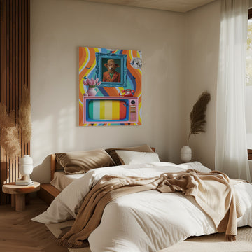 Groovy Dog Portrait | Canvas - Room Interior 2