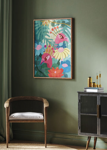 Tropical Birds And Flowers | Poster - Room Interior 2