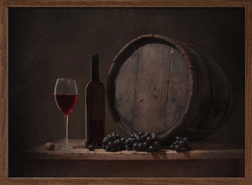 Rustic Wine Still Life | Poster - Walnut Frame Interior
