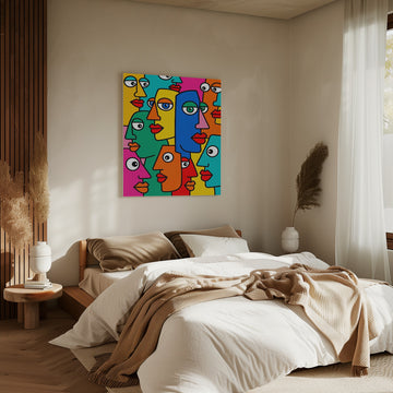 Colorful Abstract Faces | Canvas - Room Interior 2