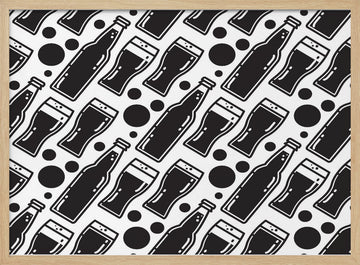 Monochrome Beer Pattern | Poster - Wood Frame Interior