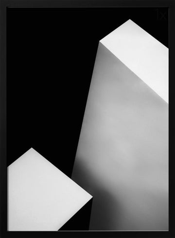 Stark White Geometry | Poster - Black Metal Frame Interior