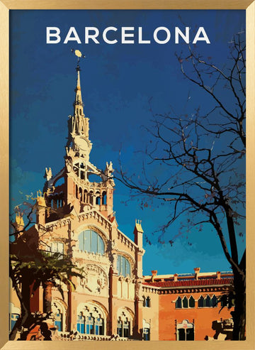 Barcelona Sant Pau Landmark | Poster - Gold Frame Interior