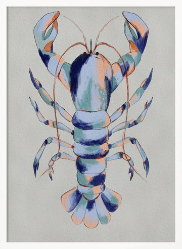 Colorful Blue Lobster | Poster - White Frame Interior