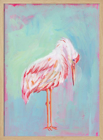 Gentle Pink Ibis | Poster - Wood Frame Interior