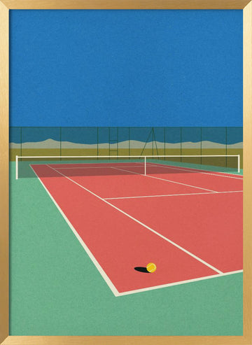 Tennis Court In the Desert | Poster - Gold Frame Interior