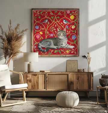 Floral Feline Harmony | Poster - Room Interior 2
