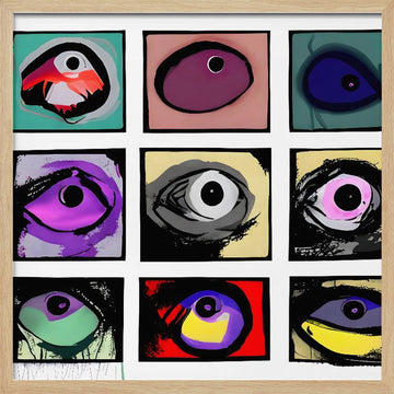 Colorful Abstract Eyes | Poster - Wood Frame Interior