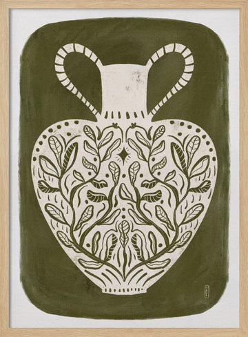 Botanical Folk Vase | Poster - Wood Frame Interior