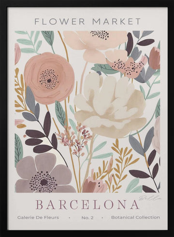 Barcelona Flower Market | Poster - Black Metal Frame Interior