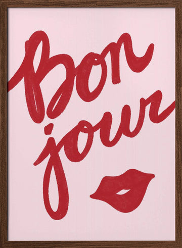 Bonjour Kiss | Poster - Walnut Frame Interior