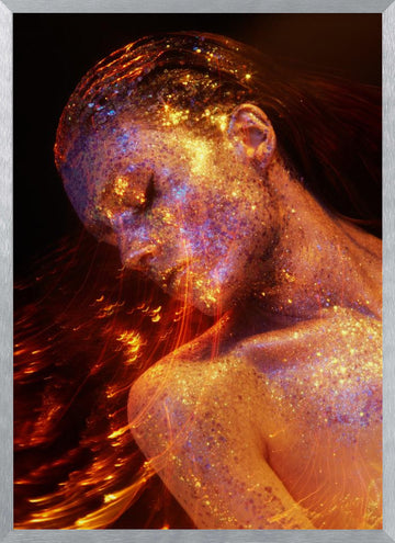 Sparkling Cosmic Woman | Poster - Silver Frame Interior