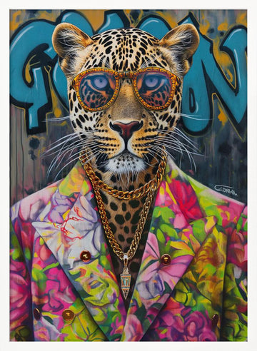 Stylish Leopard Graffiti | Poster - White Frame Interior