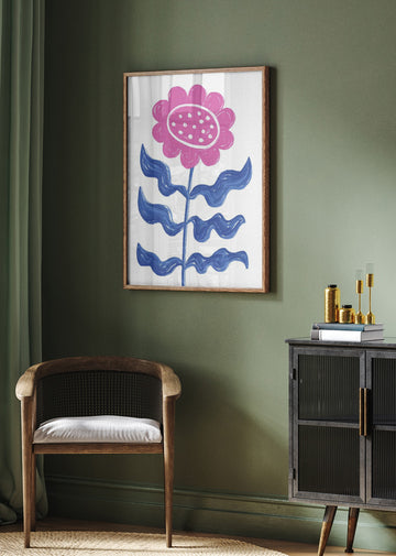Bold Pink Flower | Poster - Room Interior 2