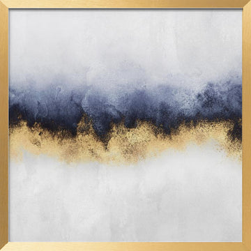 Modern Gold Blue Abstract | Poster - Gold Frame Interior