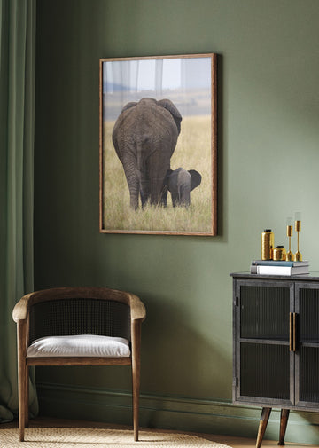 Elephant Mother and Calf | Poster - Room Interior 2