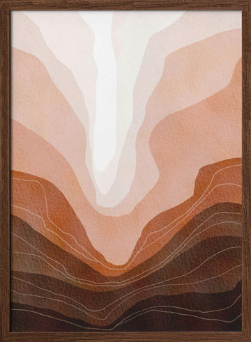 Earthy Mountain Layers | Poster - Walnut Frame Interior