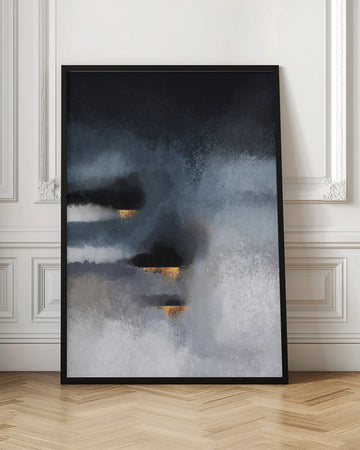 Golden Storm Abstract | Poster - Room Interior 1
