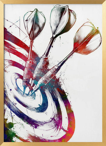 Colorful Darts Bullseye | Poster - Gold Frame Interior