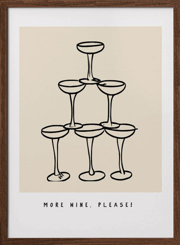 Wine Pyramid Joy | Poster - Walnut Frame Interior