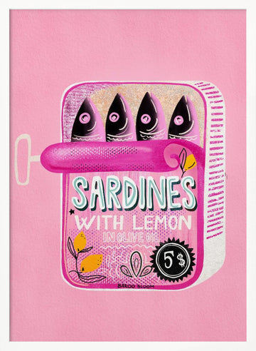 Pink Sardines With Lemon | Poster - White Frame Interior