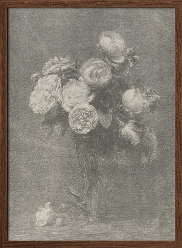 Bouquet of Roses | Poster - Walnut Frame Interior